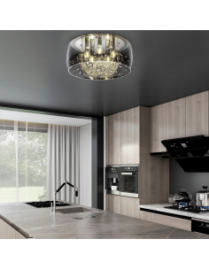 Plafonnier noir en verre fumé 5 lumières 28W 616700506 | LéonLeds 2