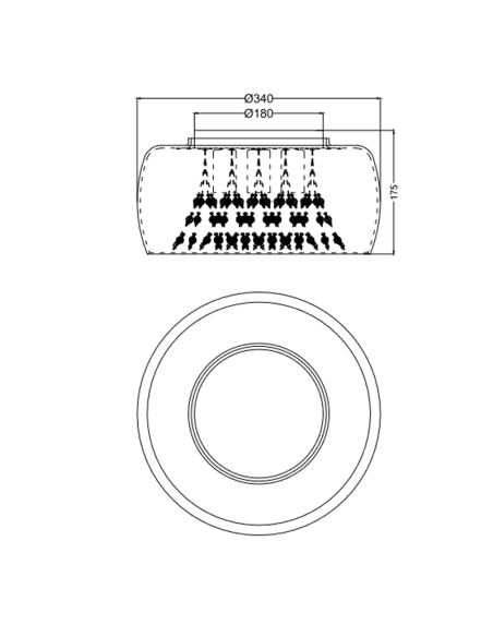 Plafón de techo negro vidrio ahumado 5 luces 28W medidas producto