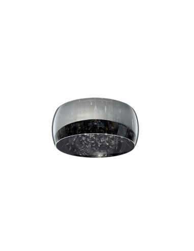 Plafón de techo negro vidrio ahumado 5 luces 28W apagado