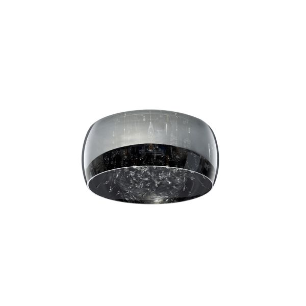 Plafón de techo negro vidrio ahumado 5 luces 28W apagado