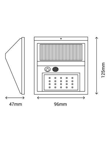 Aplique Led solar con sensor de movimiento de Sulion Medidas | LeonLeds.com