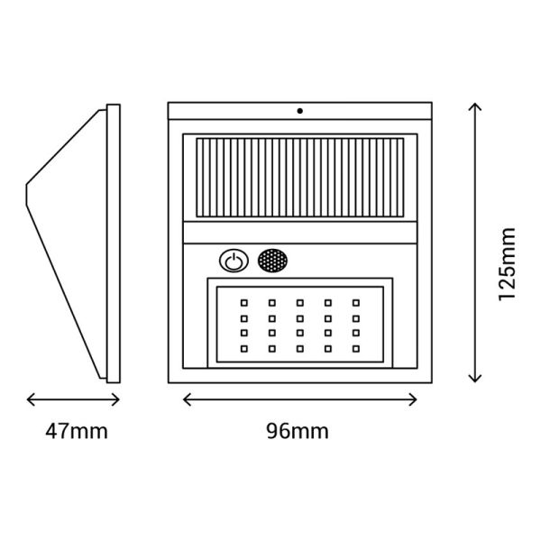 Aplique Led solar con sensor de movimiento de Sulion Medidas | LeonLeds.com