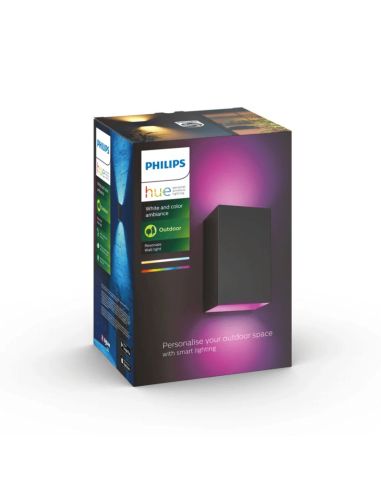 Aplique pared LED exterior Resonate negro 8W Philips Hue caja producto