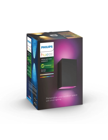 Aplique pared LED exterior Resonate negro 8W Philips Hue caja producto