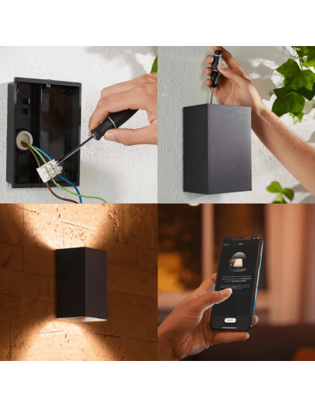 Aplique pared LED exterior Resonate negro 8W Philips Hue contenido producto