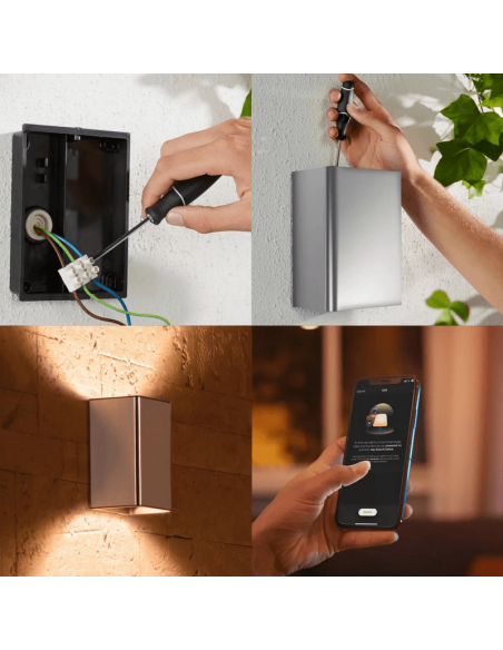 Aplique pared LED inteligente Resonate aluminio Philips Hue opciones de montaje