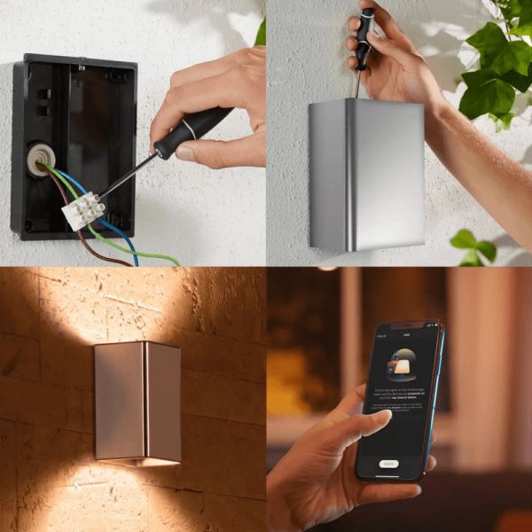 Aplique pared LED inteligente Resonate aluminio Philips Hue opciones de montaje