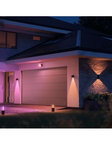 Aplique pared LED exterior Resonate Downward negro luz rosa exterior