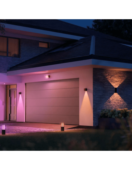 Aplique pared LED exterior Resonate Downward negro luz rosa exterior