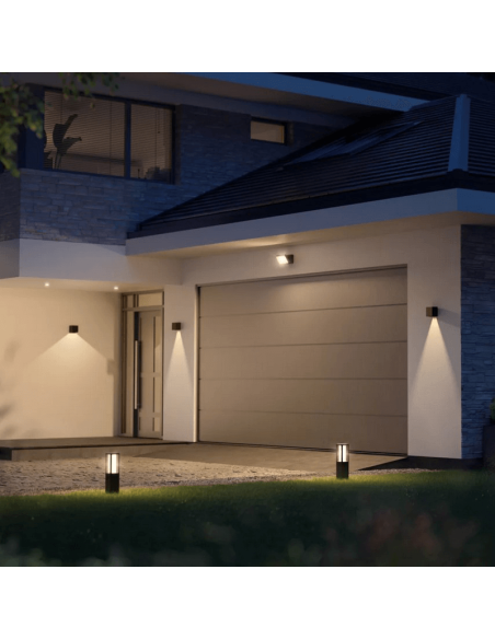 Aplique pared LED exterior Resonate Downward negro luz blanca exterior