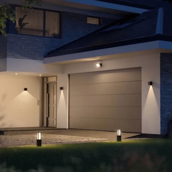 Aplique pared LED exterior Resonate Downward negro luz blanca exterior