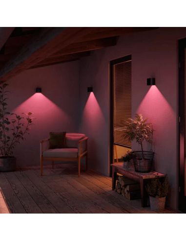 Aplique pared LED exterior Resonate Downward negro detalle exterior