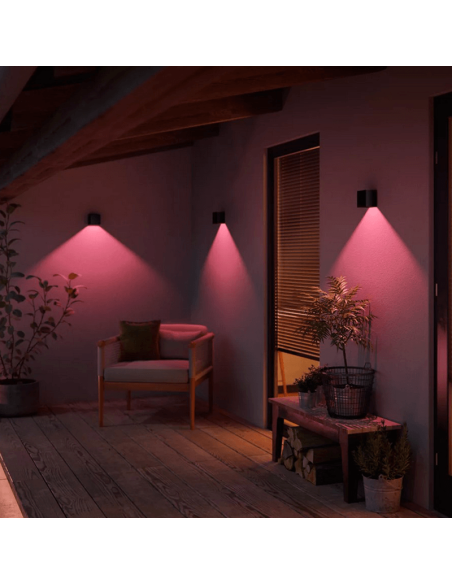 Luz de parede LED externa Resonate Downward detalhe externo preto