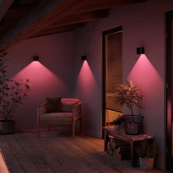 Aplique pared LED exterior Resonate Downward negro detalle exterior