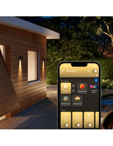 Luz de parede LED para exterior Black Resonate Downward com controle de aplicativo