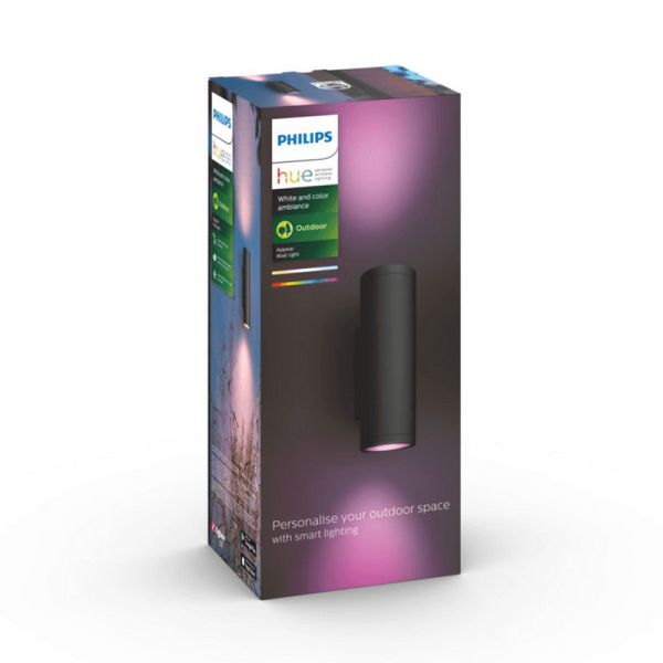 Aplique pared LED inteligente Appear negro Philips Hue caja producto