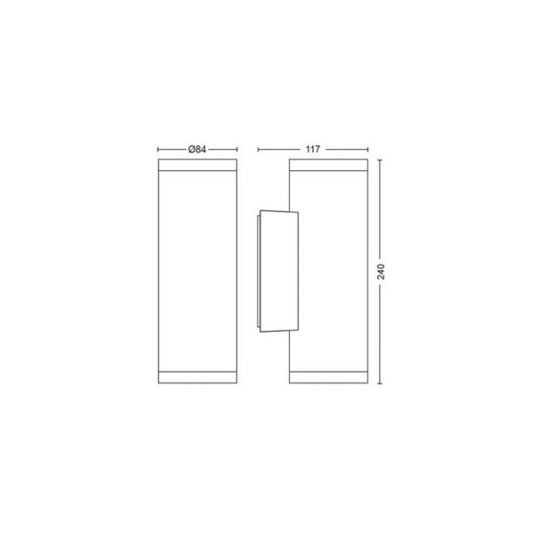 Aplique pared LED inteligente Appear negro Philips Hue medidas producto