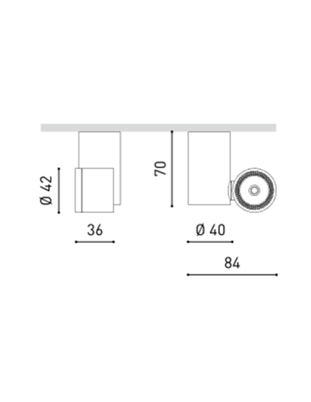 Mesures du projecteur LED Io Surface ArkosLight | Éclairage LeonLeds