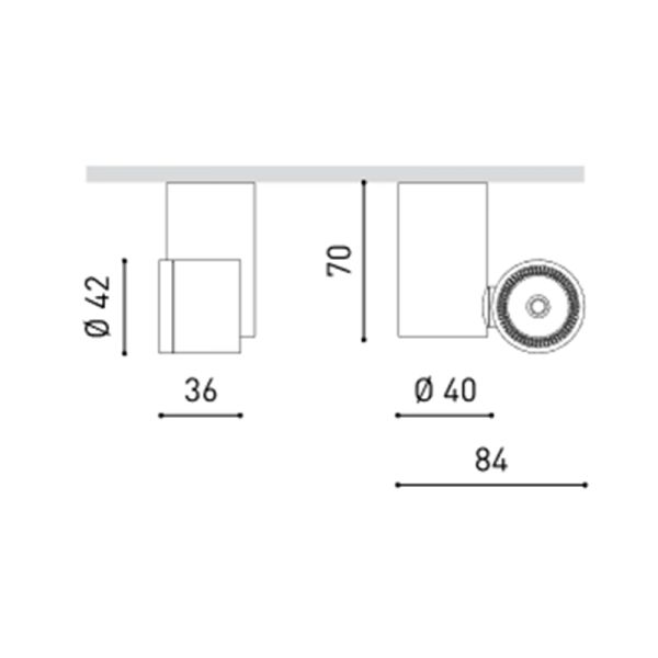 Mesures du projecteur LED Io Surface ArkosLight | Éclairage LeonLeds