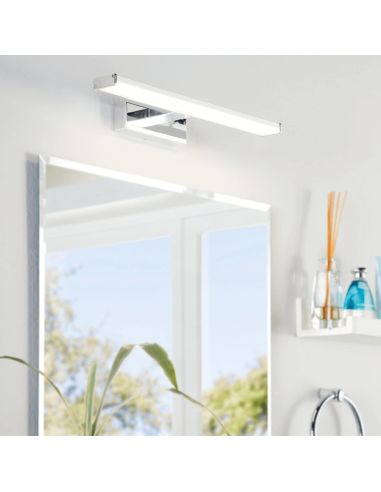 Applique murale LED chromée pour miroir de salle de bain IP44 Pandella 1 Eglo 40cm Ambiente | leonleds
