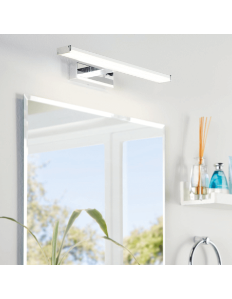 Aplique LED cromado para espejo de baño IP44 Pandella 1 Eglo 40cm Ambiente | LeonLeds