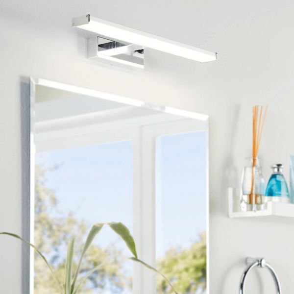 Aplique LED cromado para espejo de baño IP44 Pandella 1 Eglo 40cm Ambiente | LeonLeds