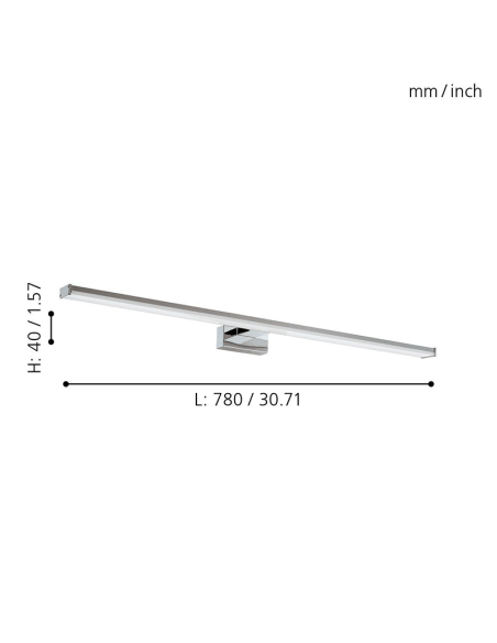 Aplique LED cromado para espelho de banheiro IP44 Pandella 1 Eglo 78cm Ambiente| leonleds