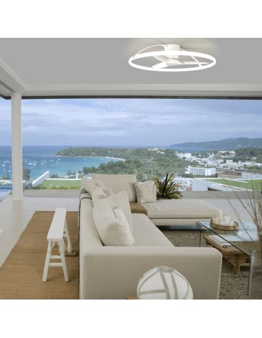 Ventilador de techo LED potente y silencioso Blanco Nepal Mantra Ambiente | LeonLeds