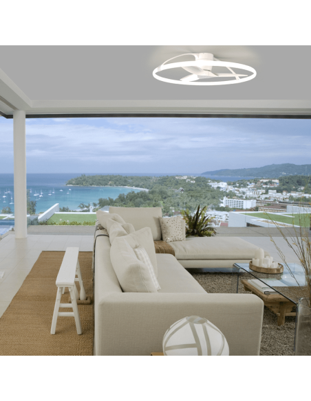 Ventilador de techo LED potente y silencioso Blanco Nepal Mantra Ambiente | LeonLeds