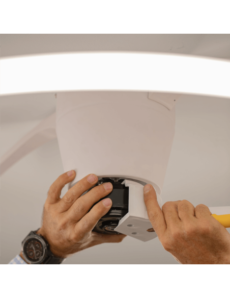 Ventilador de techo LED potente y silencioso Blanco Nepal Mantra Montaje| LeonLeds