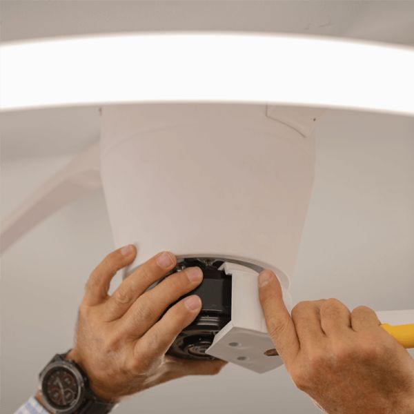 Ventilador de teto LED potente e silencioso White Nepal Mantra Mounting| leonleds