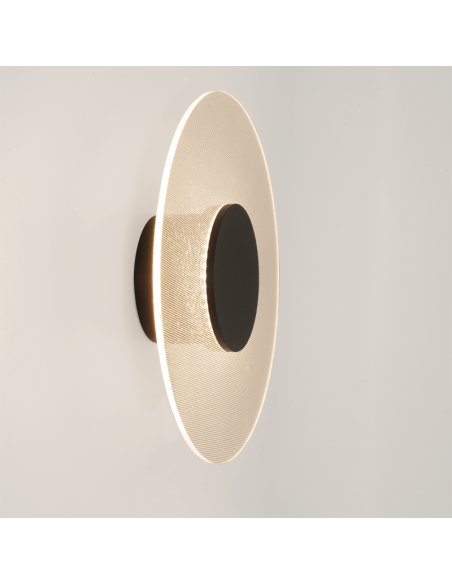 Aplique LED Venus preto-ouro pequeno 9W 3000K na parede