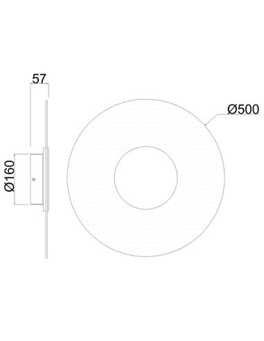 Grande Luminária de Parede LED Venus Branco-Ouro 18W 3000K Dimensões