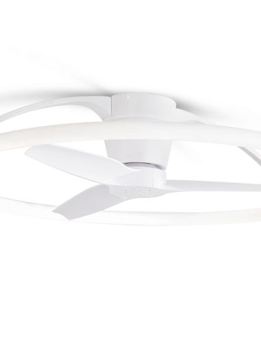 Ventilador de techo LED potente y silencioso Blanco Nepal Mantra Detalle | LeonLeds