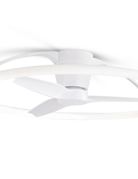 Ventilador de techo LED potente y silencioso Blanco Nepal Mantra Detalle | LeonLeds
