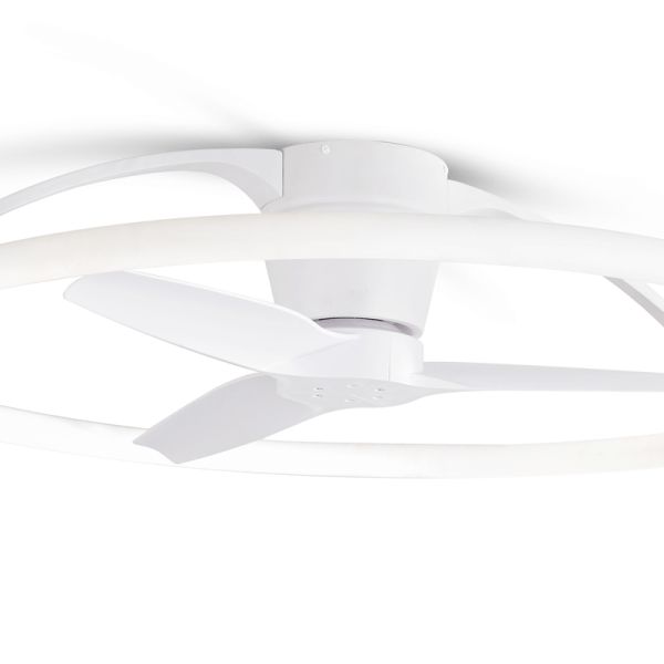 Ventilador de techo LED potente y silencioso Blanco Nepal Mantra Detalle | LeonLeds
