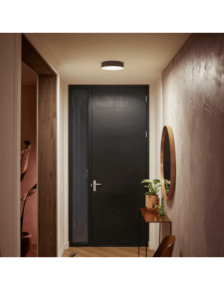 Lámpara de techo LED inteligente pequeña negra Enrave foto ambiente