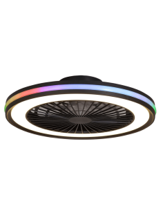 Grand ventilateur LED Gamer RGB rond noir avec lumière