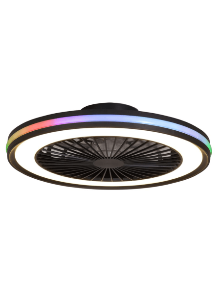 Ventilador con luz LED RGB redondo Gamer negro grande