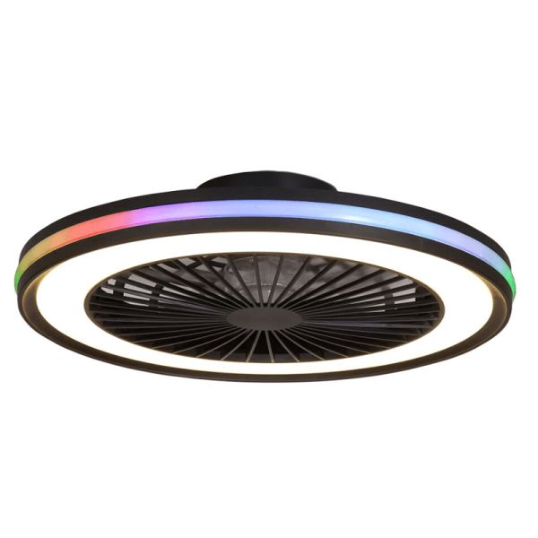 Ventilador con luz LED RGB redondo Gamer negro grande