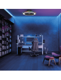 Ventilador con luz LED RGB redondo Gamer negro grande ambiente
