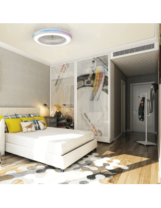 Ventilador con luz LED multicolor Gamer blanco grande 2