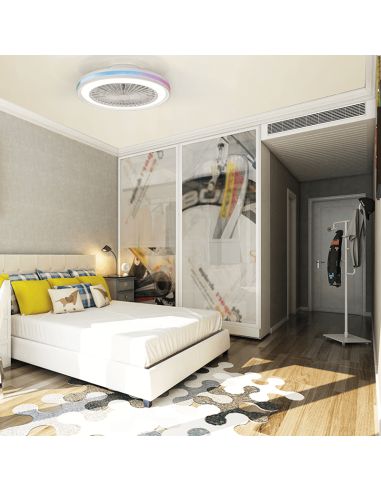 Ventilador con luz LED multicolor Gamer blanco grande ambiente