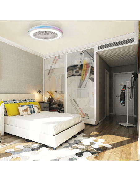Ventilador con luz LED multicolor Gamer blanco grande ambiente
