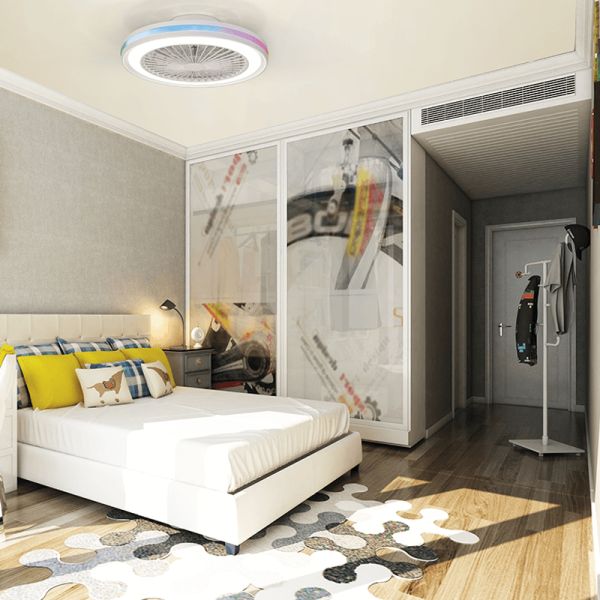 Ventilador con luz LED multicolor Gamer blanco grande ambiente