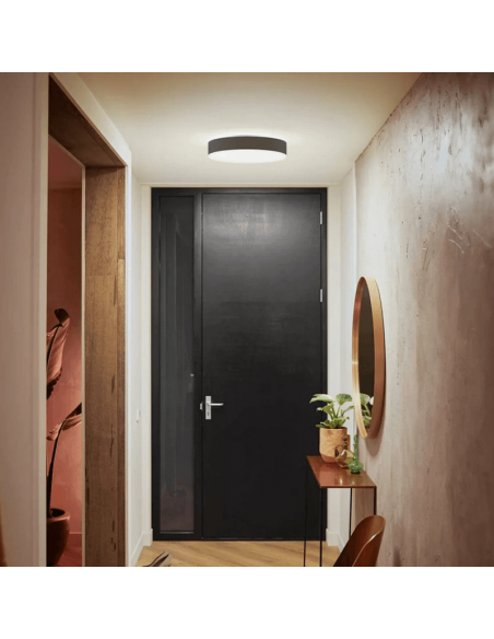 Plafonnier LED intelligent moyen Enrave noir photo d'ambiance
