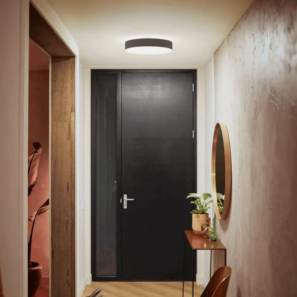 Plafón techo LED inteligente mediano Enrave negro foto ambiente