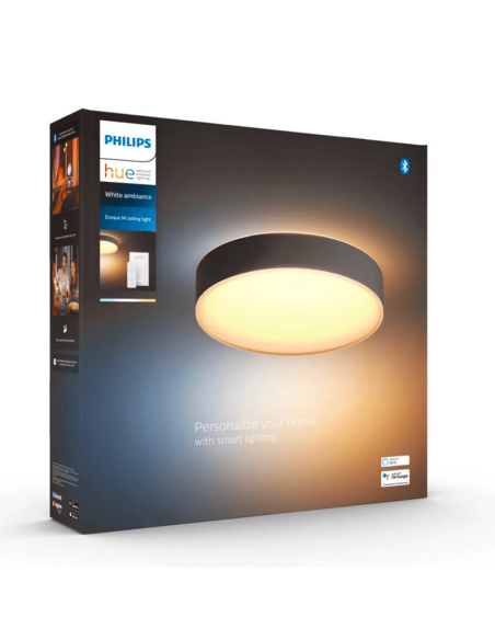 Plafón techo LED inteligente mediano Enrave negro caja producto