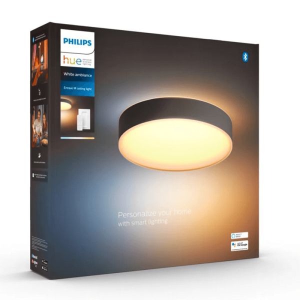 Plafón techo LED inteligente mediano Enrave negro caja producto