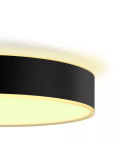 Plafón techo LED inteligente mediano Enrave negro detalle luz encendida